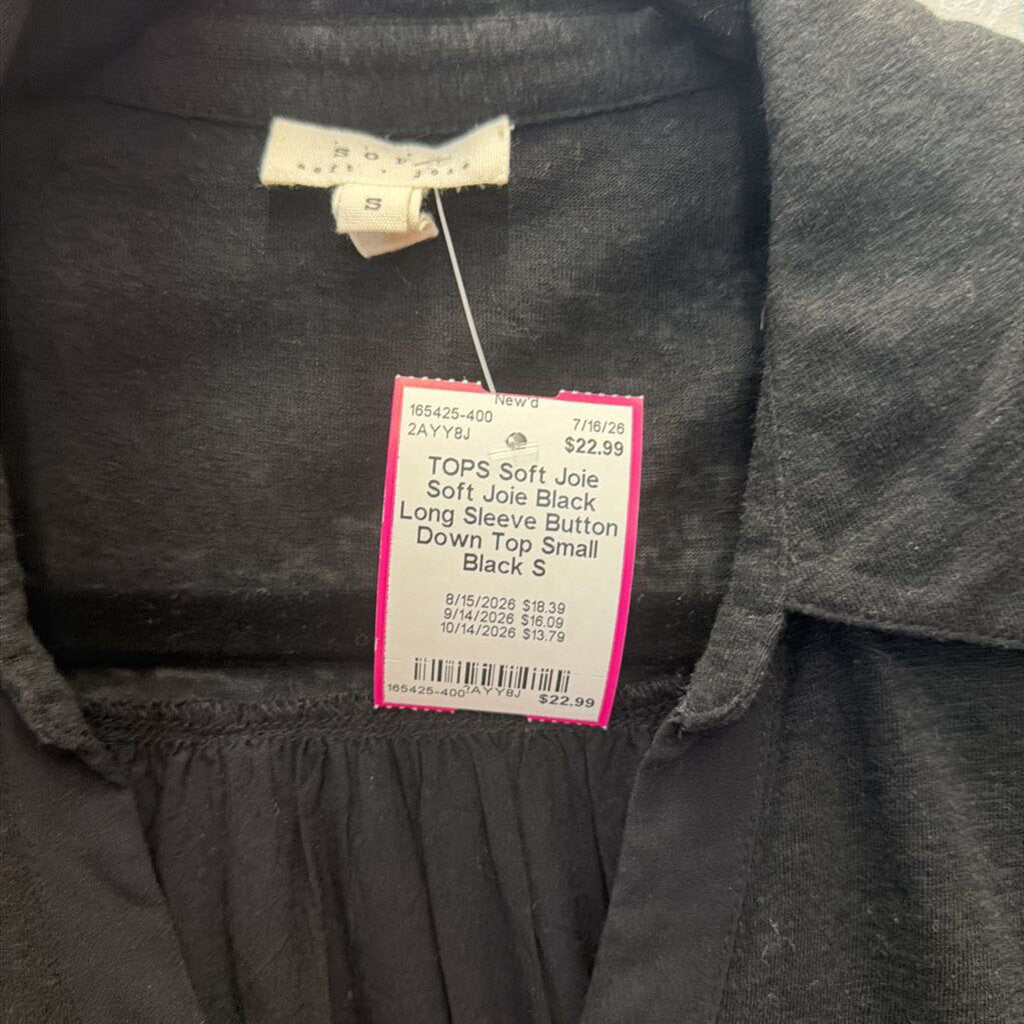 Soft Joie Black Long Sleeve Button Down Top Small