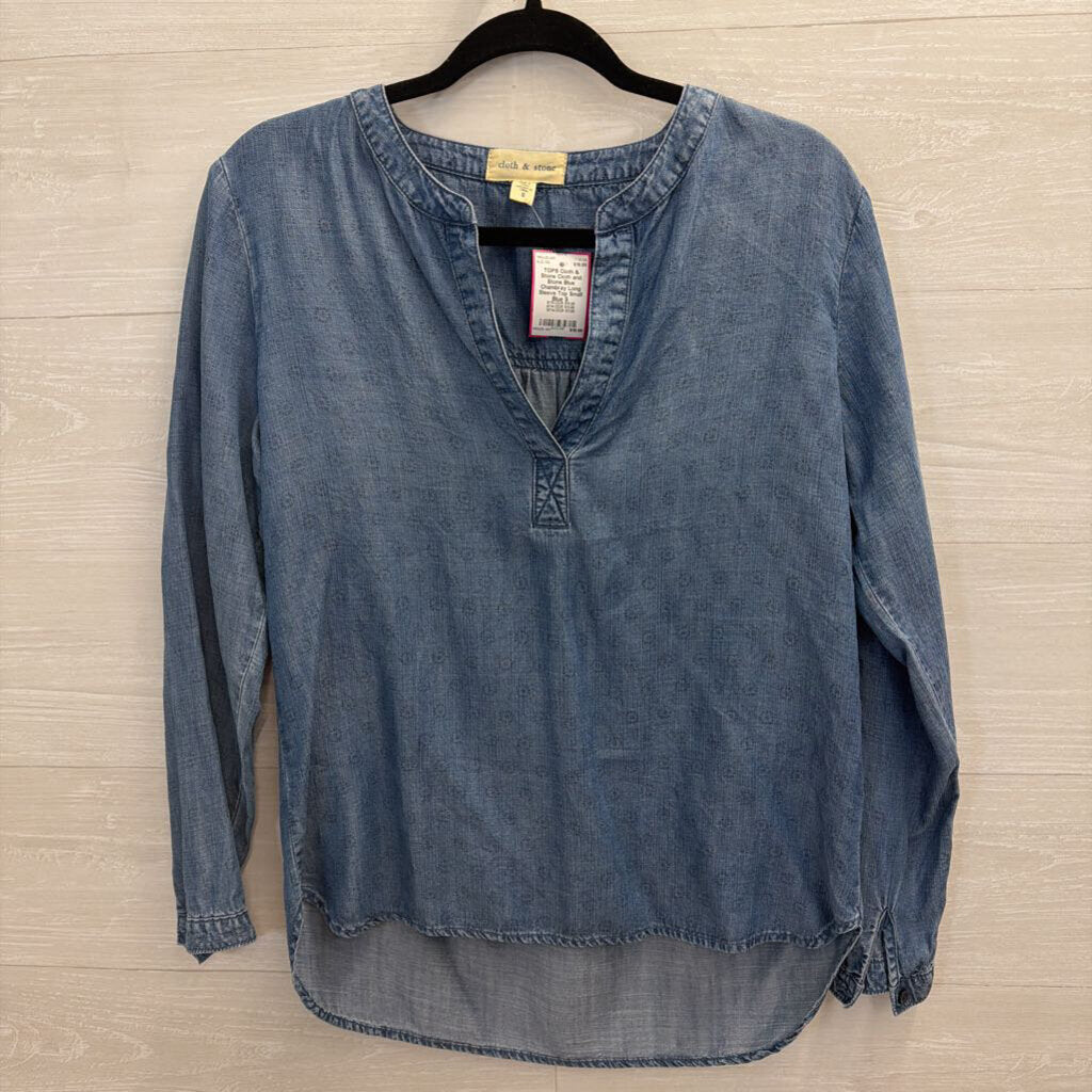 Cloth and Stone Blue Chambray Long Sleeve Top Small
