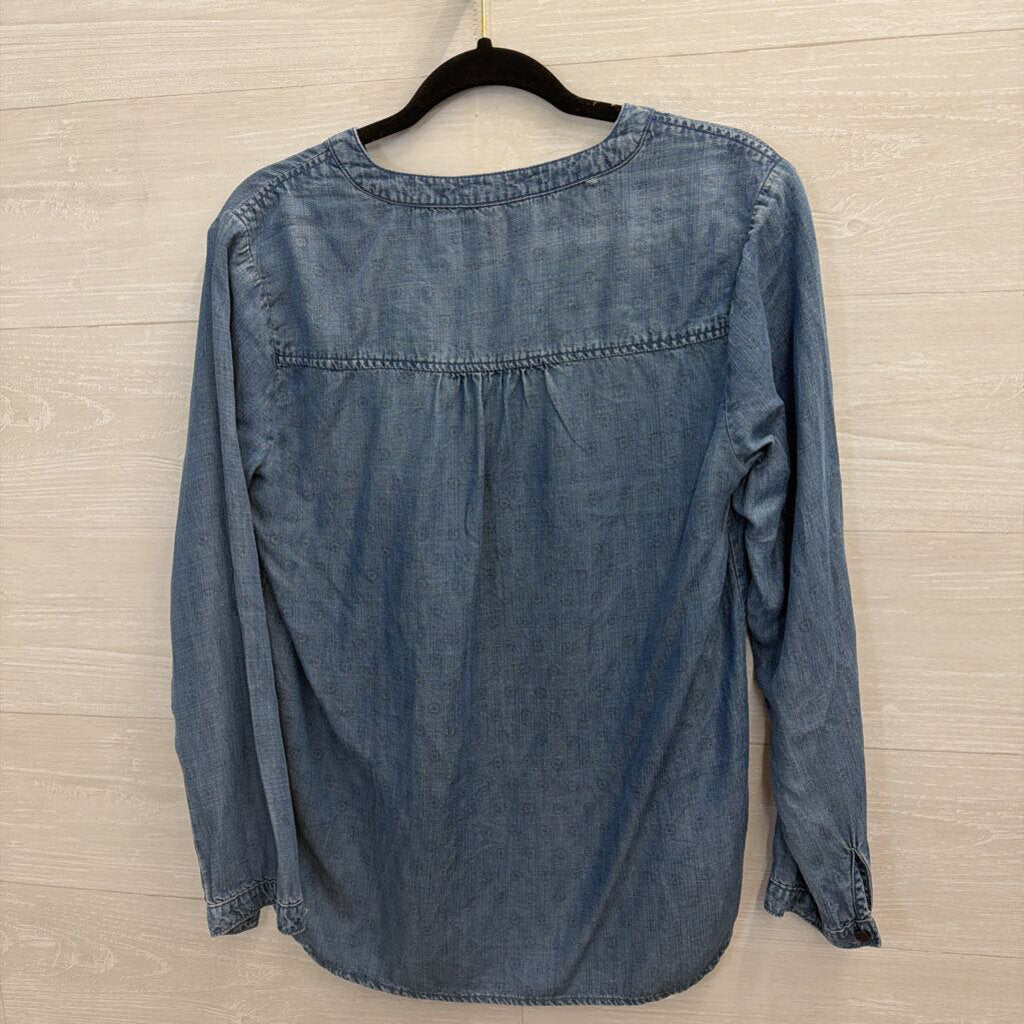 Cloth and Stone Blue Chambray Long Sleeve Top Small