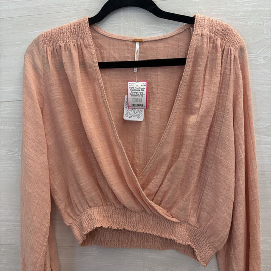 Free People Pink Cropped Long Sleeve Top Extra Small