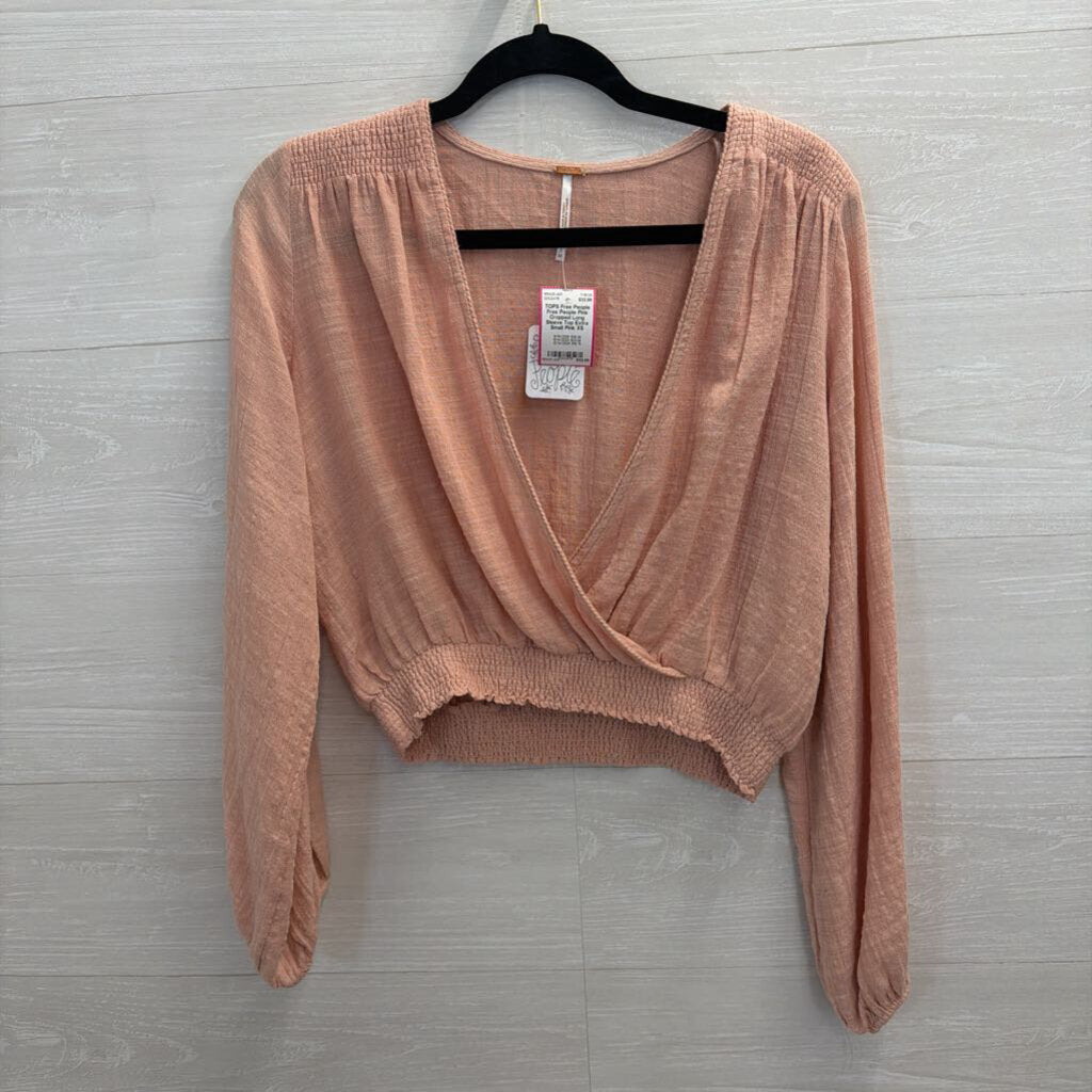 Free People Pink Cropped Long Sleeve Top Extra Small