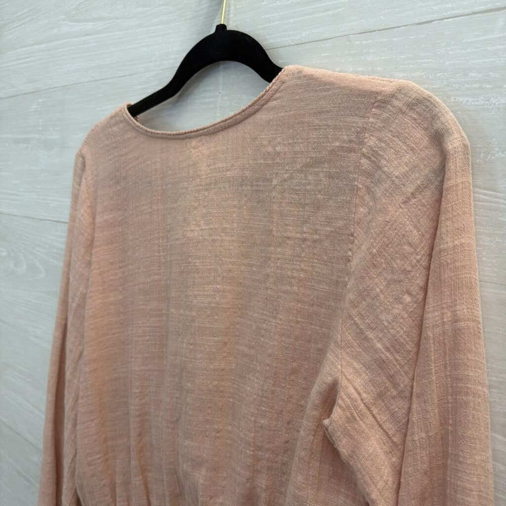 Free People Pink Cropped Long Sleeve Top Extra Small