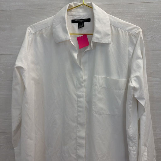 French Connection White Long Sleeve Button Down Top Extra Small
