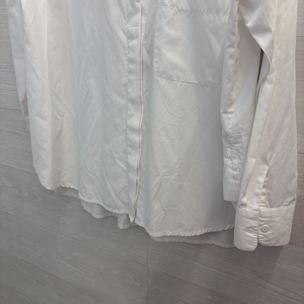 French Connection White Long Sleeve Button Down Top Extra Small