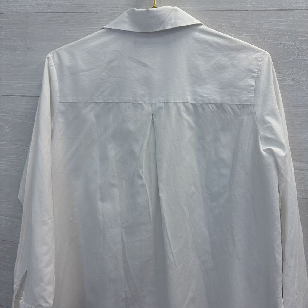 French Connection White Long Sleeve Button Down Top Extra Small