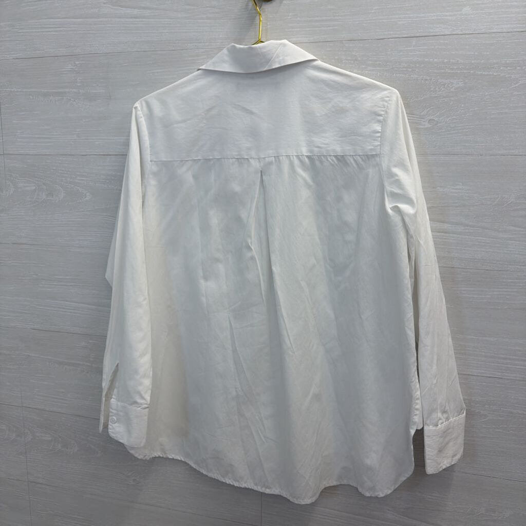 French Connection White Long Sleeve Button Down Top Extra Small