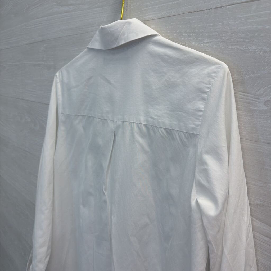French Connection White Long Sleeve Button Down Top Extra Small