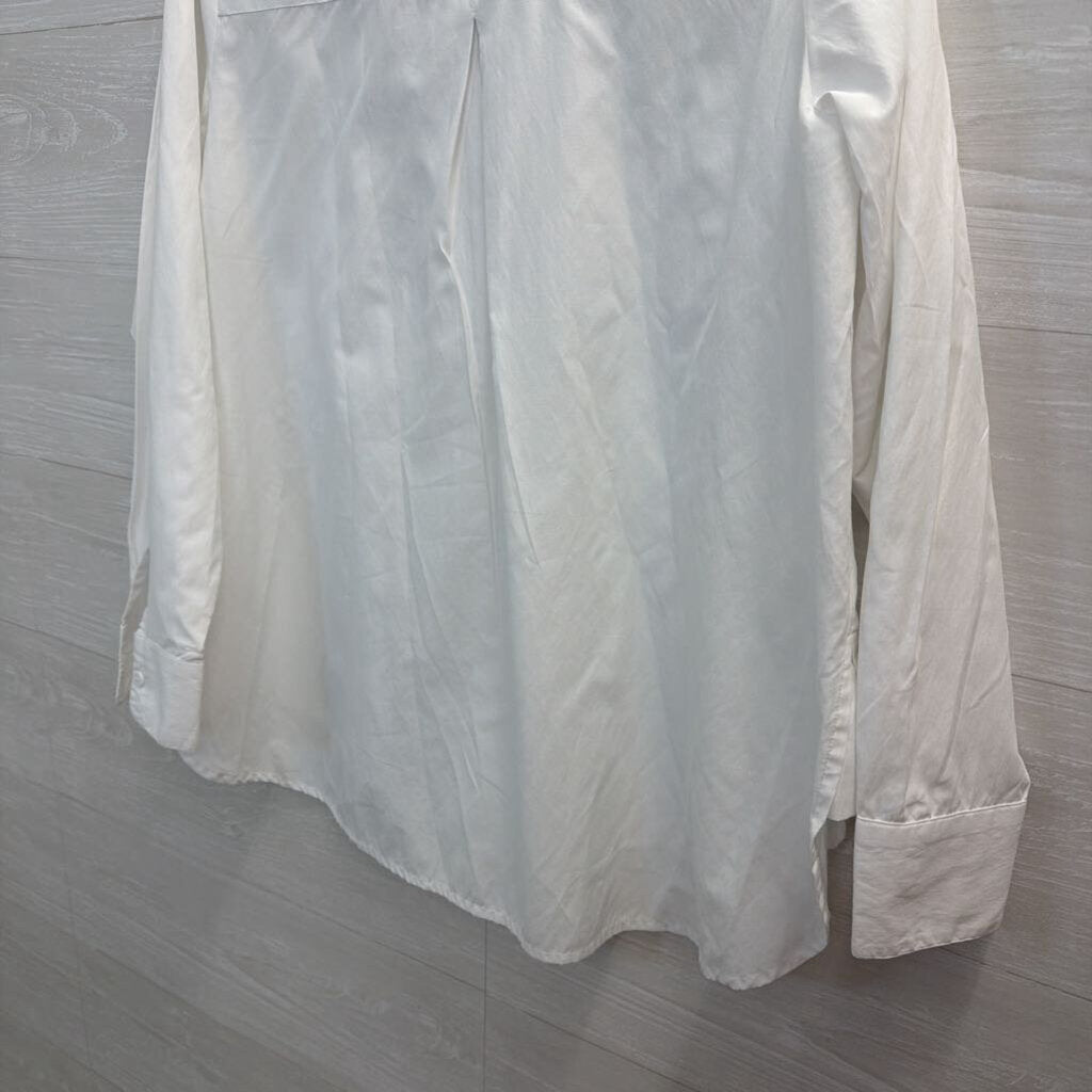 French Connection White Long Sleeve Button Down Top Extra Small
