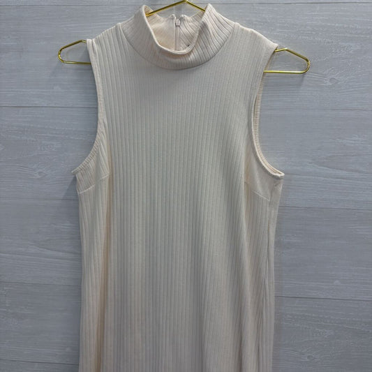 Sanctuary Cream Ribbed Sleeveless Mock Neck Dress Small
