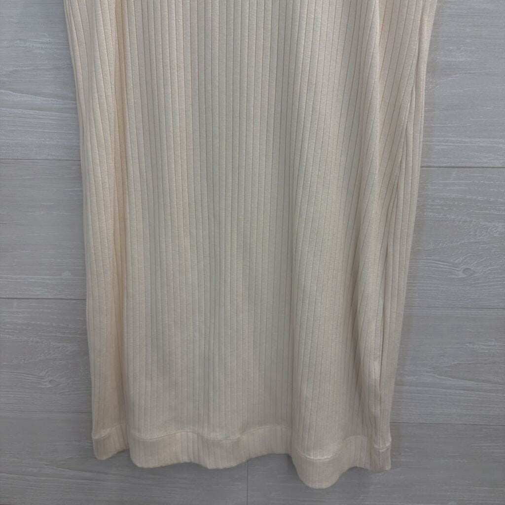 Sanctuary Cream Ribbed Sleeveless Mock Neck Dress Small