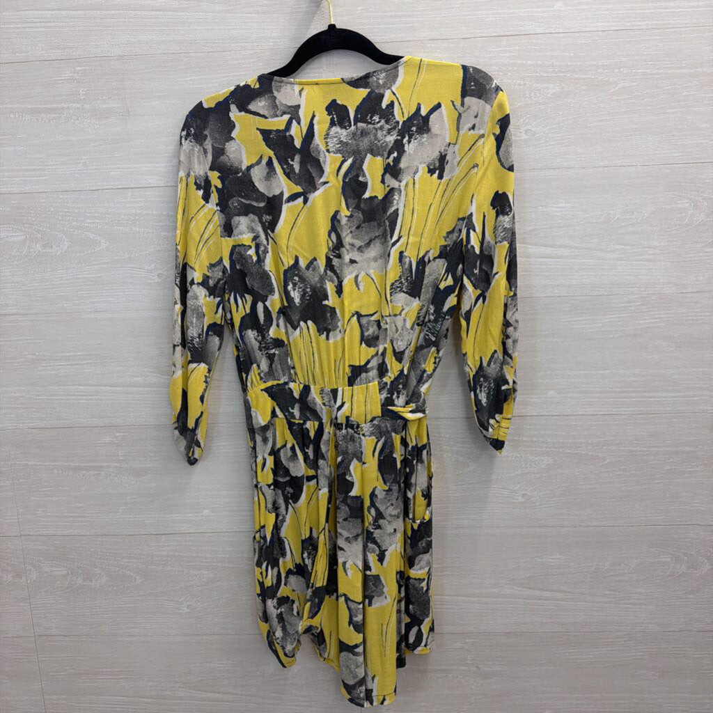 Elevenses Yellow/ Grey Print Long Sleeve Romper Extra Small