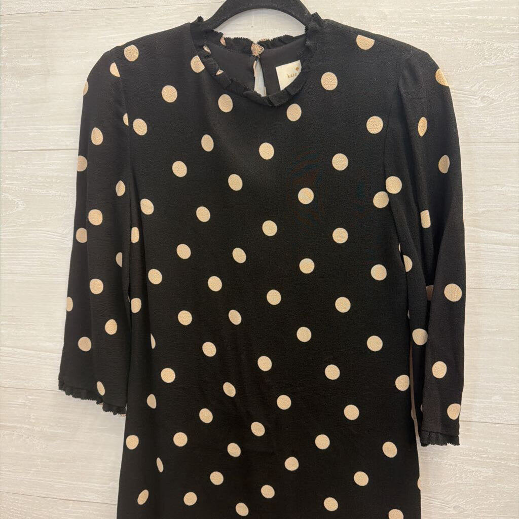 Kate Spade Black/ Beige Polka Dot Long Sleeve Shift Dress 4