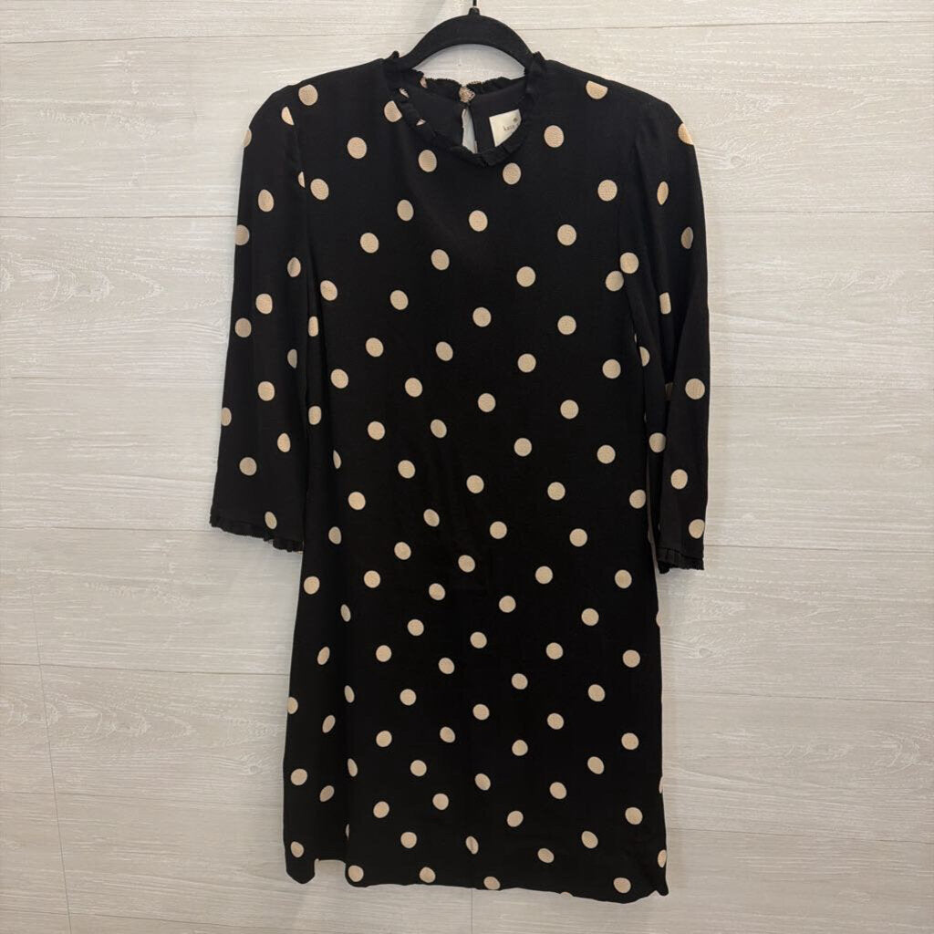 Kate Spade Black/ Beige Polka Dot Long Sleeve Shift Dress 4