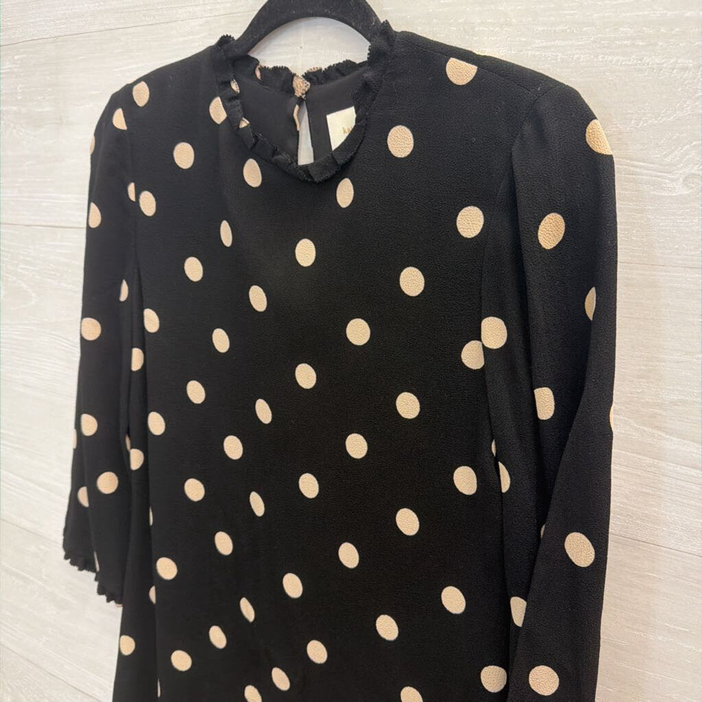 Kate Spade Black/ Beige Polka Dot Long Sleeve Shift Dress 4