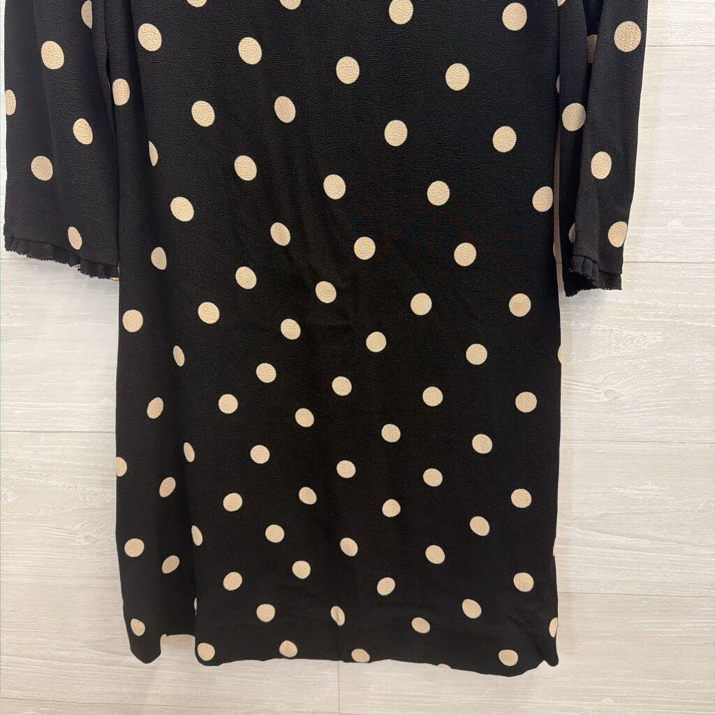 Kate Spade Black/ Beige Polka Dot Long Sleeve Shift Dress 4