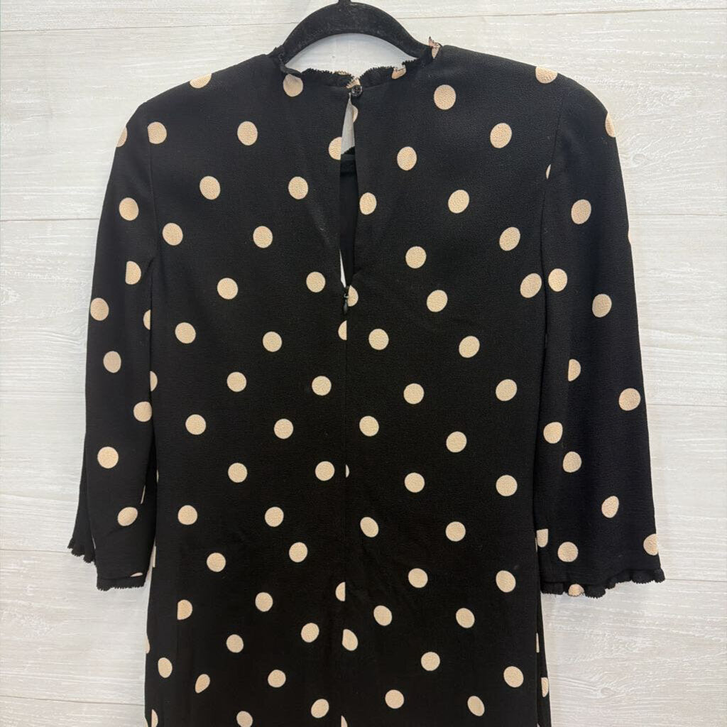 Kate Spade Black/ Beige Polka Dot Long Sleeve Shift Dress 4