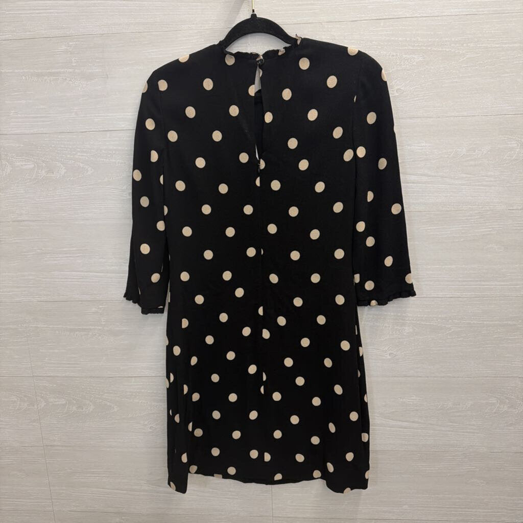 Kate Spade Black/ Beige Polka Dot Long Sleeve Shift Dress 4