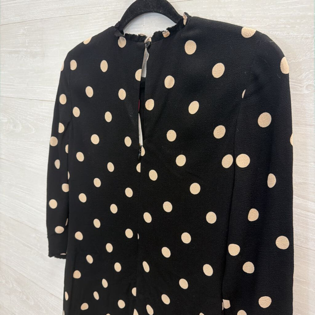 Kate Spade Black/ Beige Polka Dot Long Sleeve Shift Dress 4