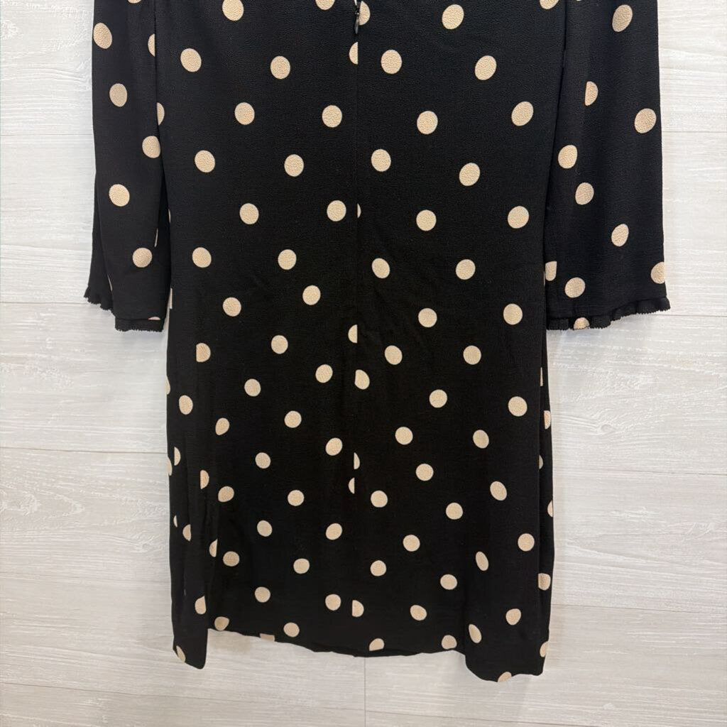 Kate Spade Black/ Beige Polka Dot Long Sleeve Shift Dress 4