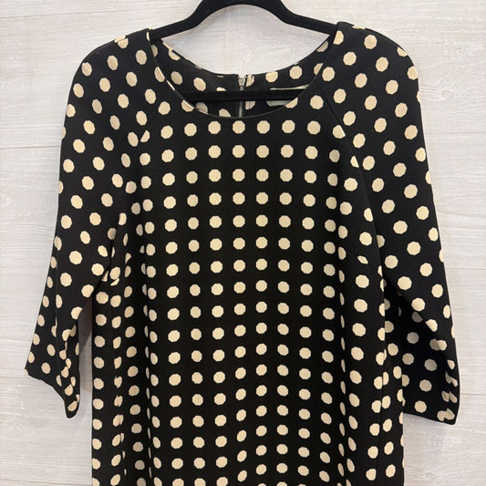 Lili Wang Black/ Beige Dot Print Long Sleeve Shift Dress Small