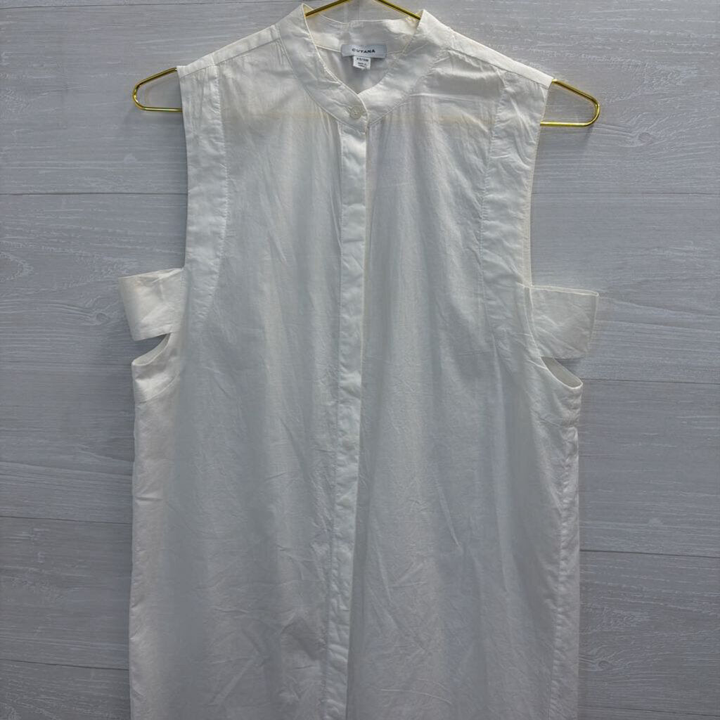 Cuyana White Sleeveless Button Front Midi Dress Extra Small
