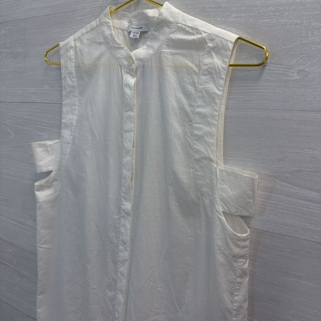 Cuyana White Sleeveless Button Front Midi Dress Extra Small
