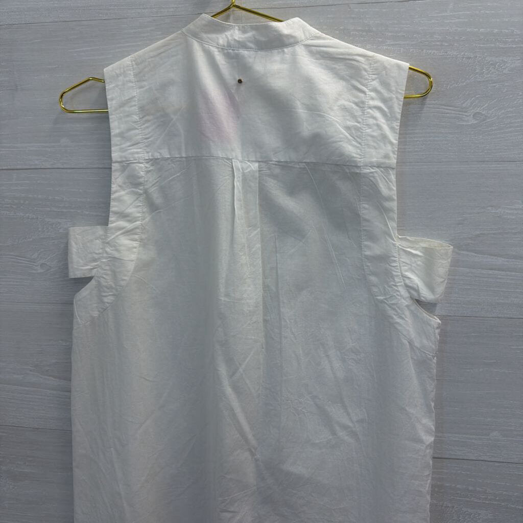 Cuyana White Sleeveless Button Front Midi Dress Extra Small