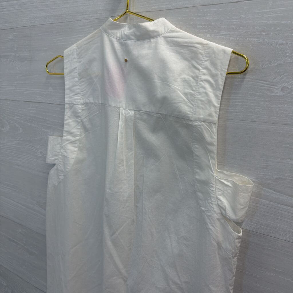 Cuyana White Sleeveless Button Front Midi Dress Extra Small