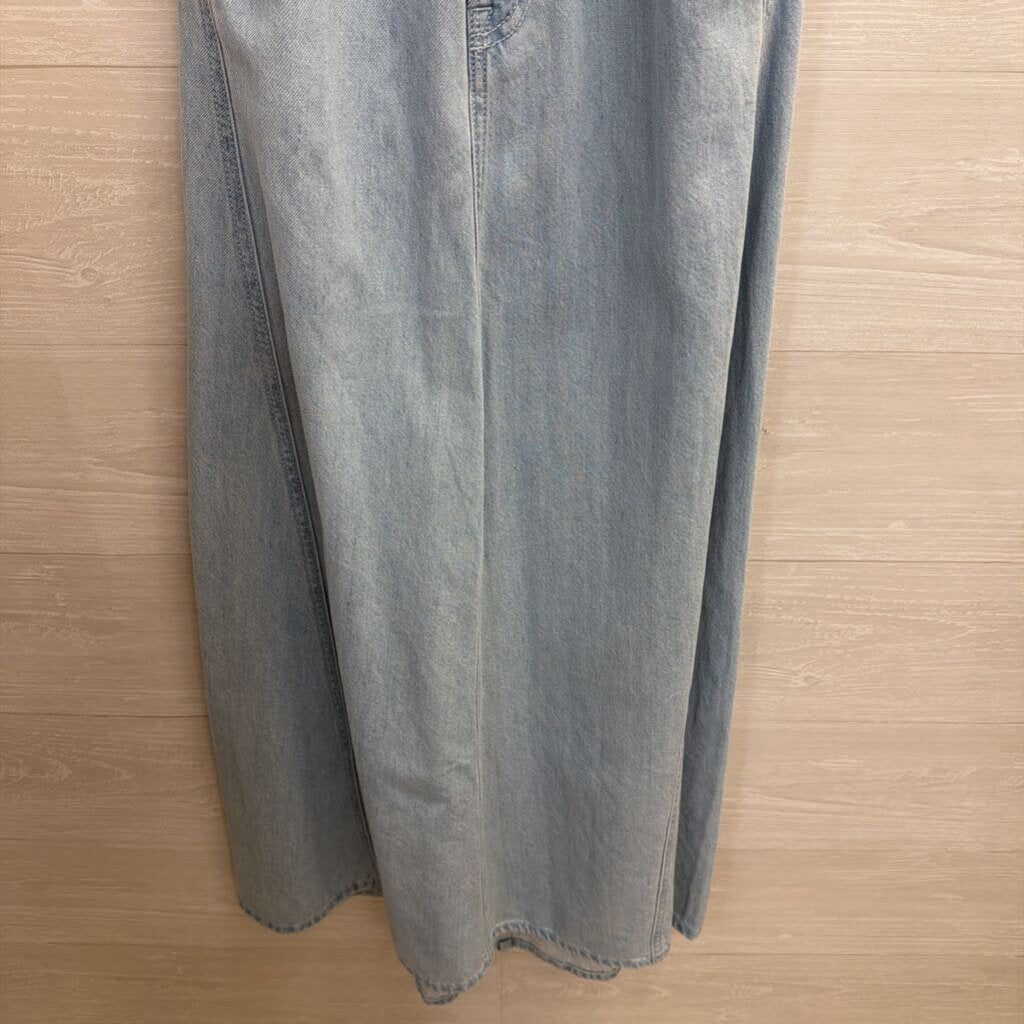 Light Wash Denim Halter Neck Maxi Dress 2