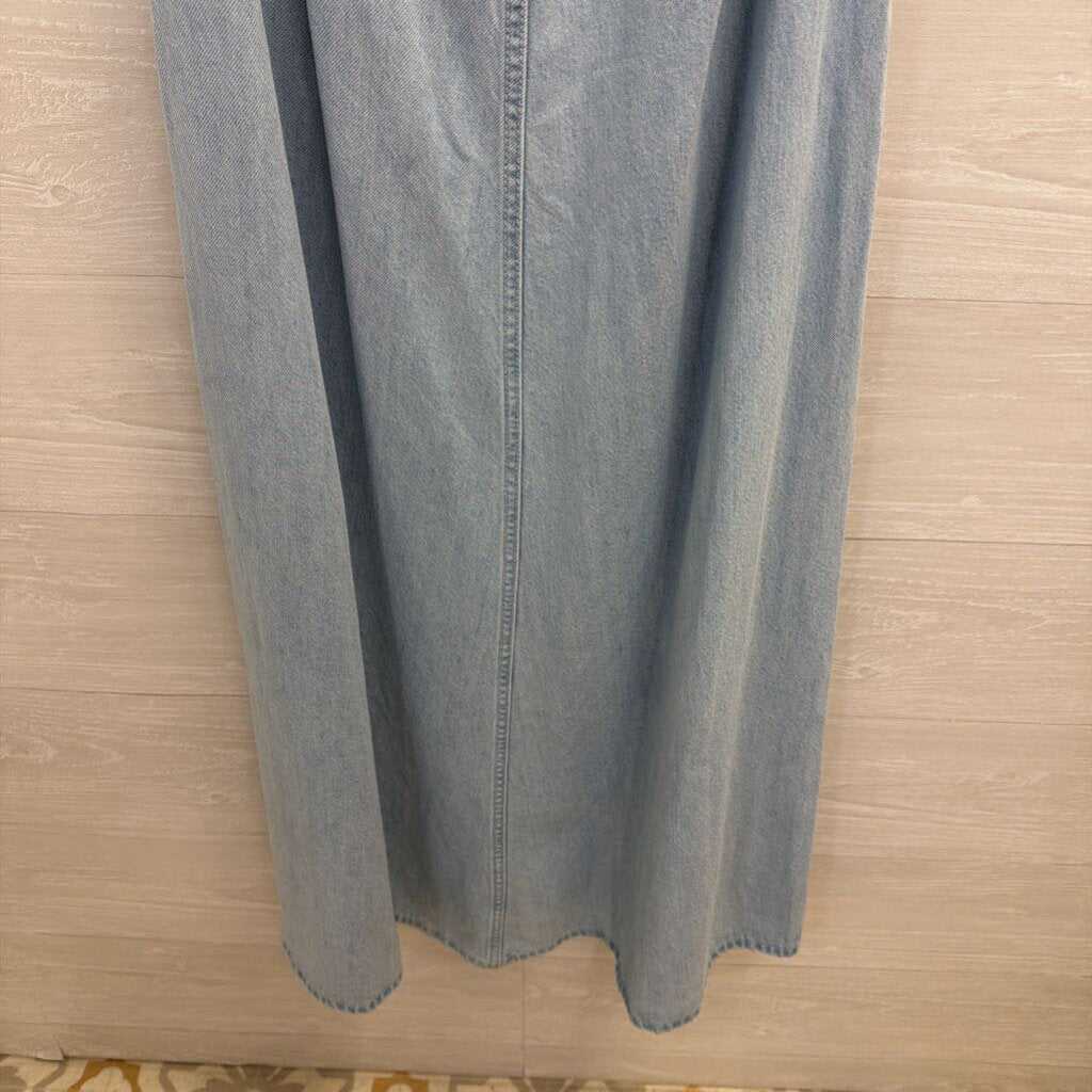 Light Wash Denim Halter Neck Maxi Dress 2