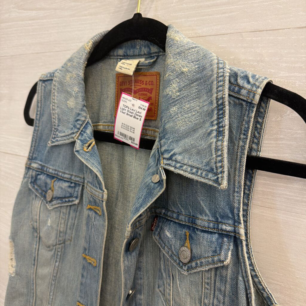 Levi Light Wash Denim Vest Small