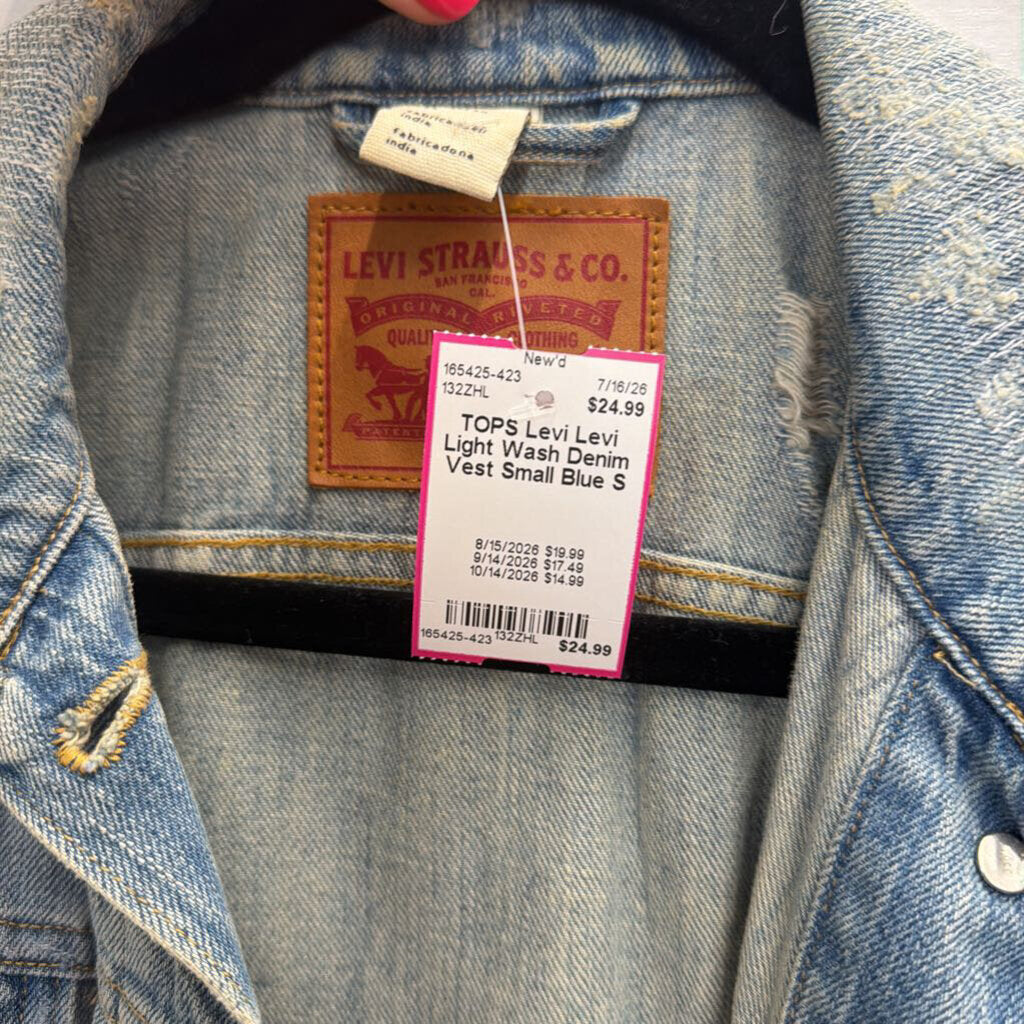Levi Light Wash Denim Vest Small