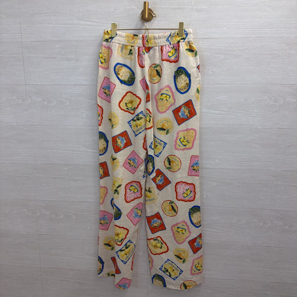 Joie White/ Multi La Dolce Vita Postcard Print Top/ Pants Set XS/ S