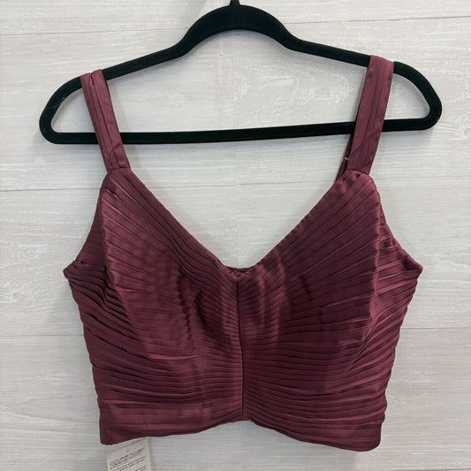 Abercrombie and Fitch Purple Cropped Silky Pleated Top Large