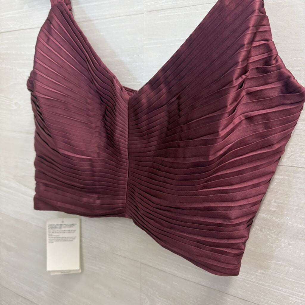 Abercrombie and Fitch Purple Cropped Silky Pleated Top Large