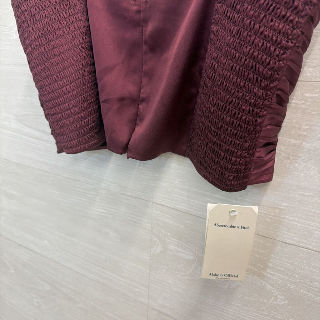 Abercrombie and Fitch Purple Cropped Silky Pleated Top Large