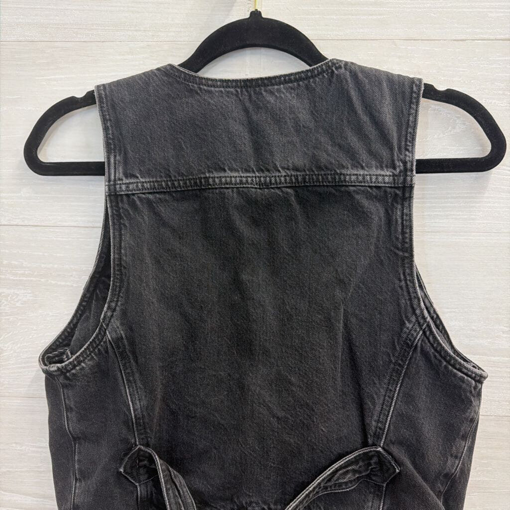 American Eagle Black Denim Vest Large