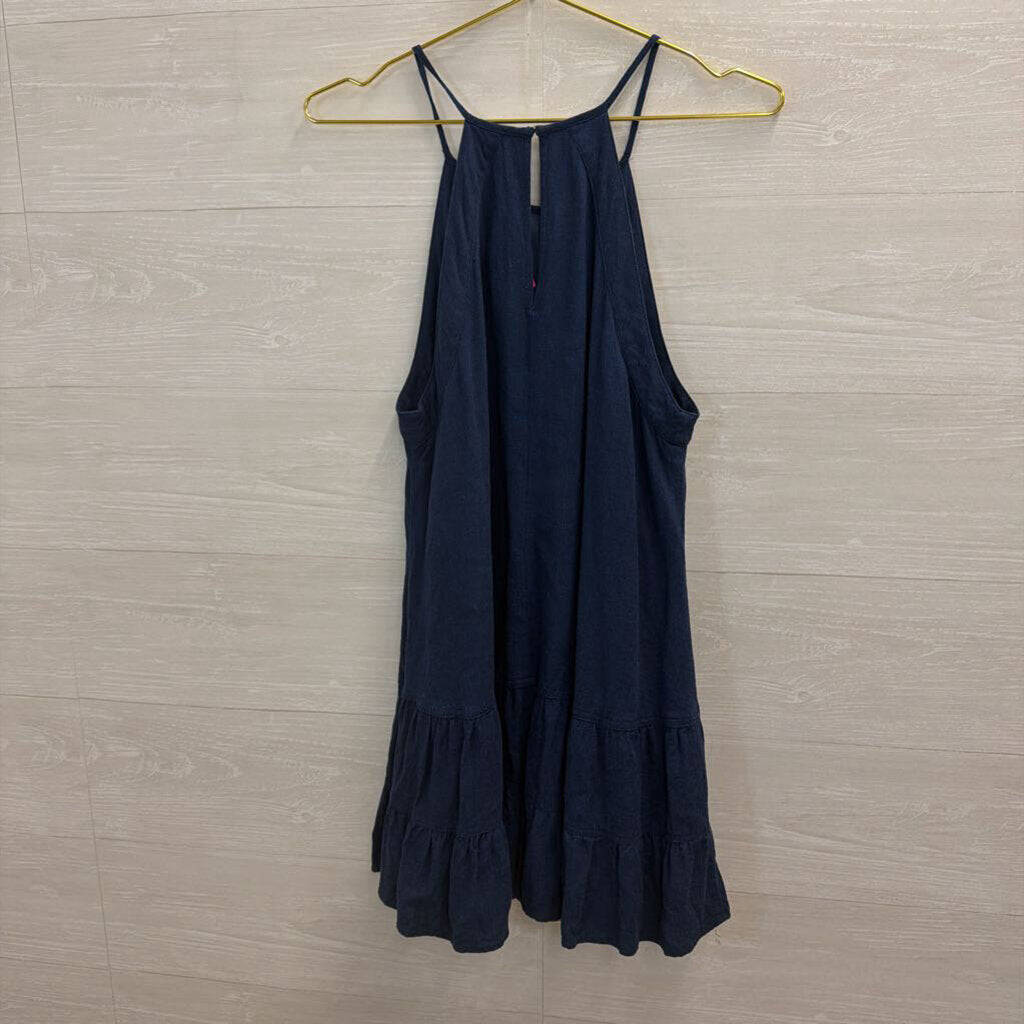 Altar'd State Blue Sleeveless Ruffle Hem Dress Medium