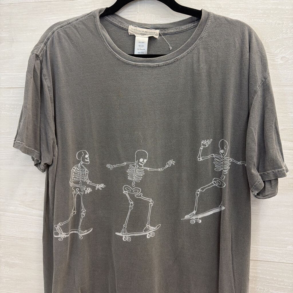 Project Social T Grey Skeleton Short Sleeve Graphic Tee One Size