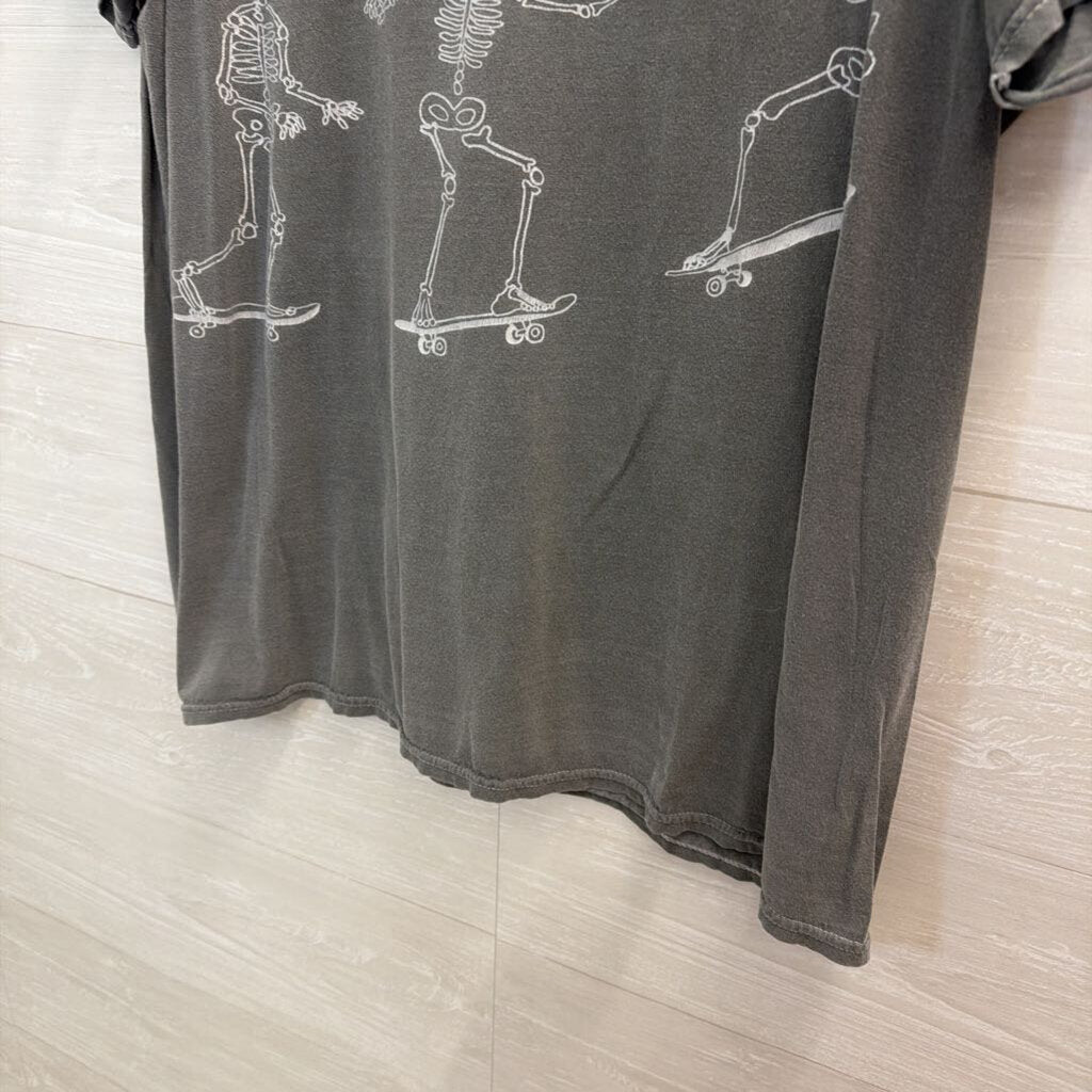 Project Social T Grey Skeleton Short Sleeve Graphic Tee One Size