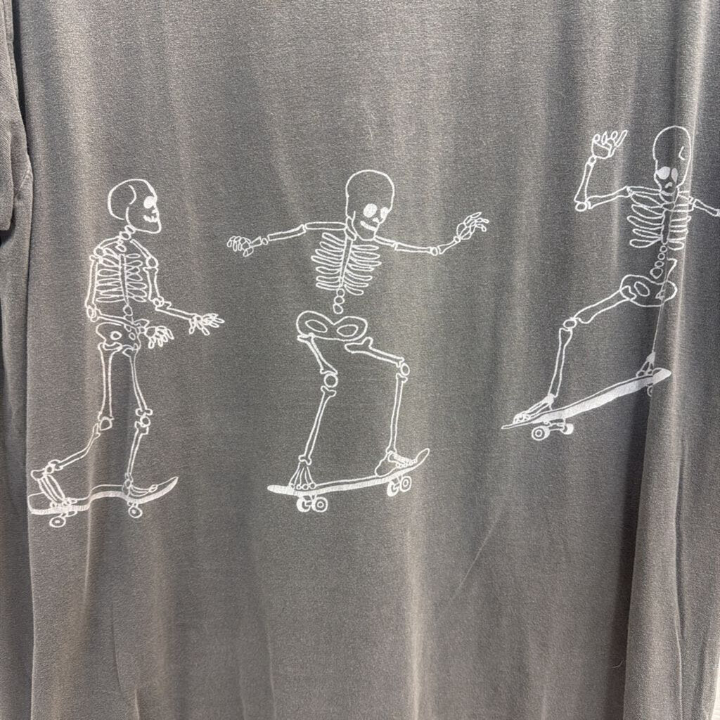 Project Social T Grey Skeleton Short Sleeve Graphic Tee One Size