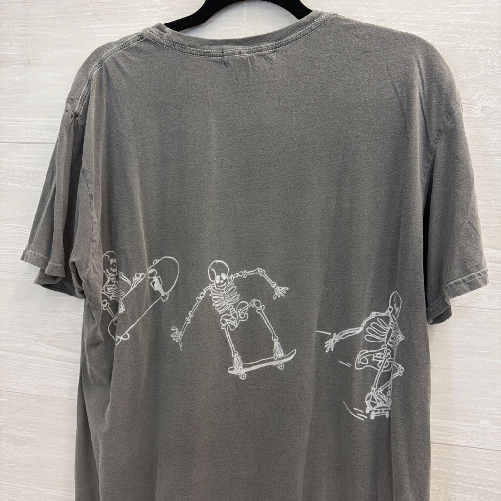 Project Social T Grey Skeleton Short Sleeve Graphic Tee One Size