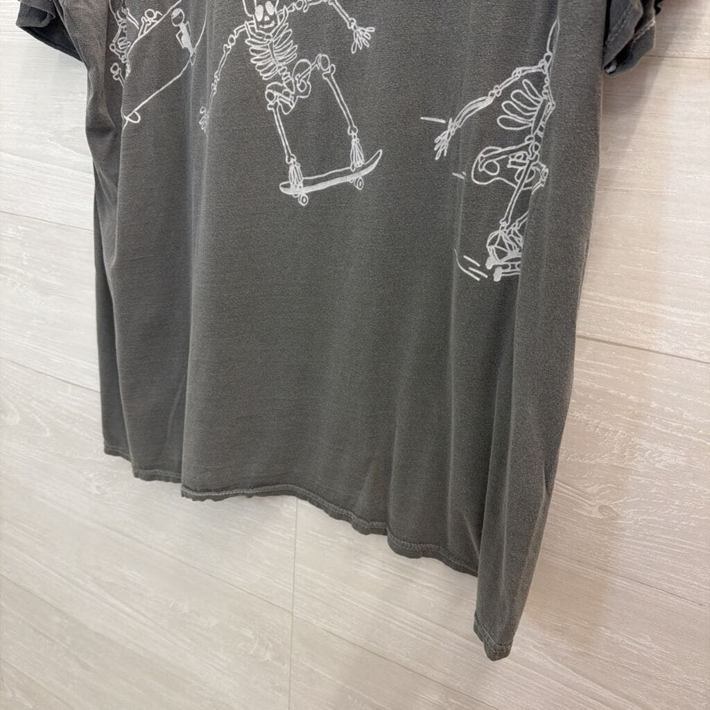Project Social T Grey Skeleton Short Sleeve Graphic Tee One Size