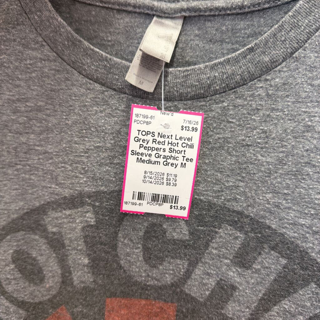 Grey Red Hot Chili Peppers Short Sleeve Graphic Tee Medium