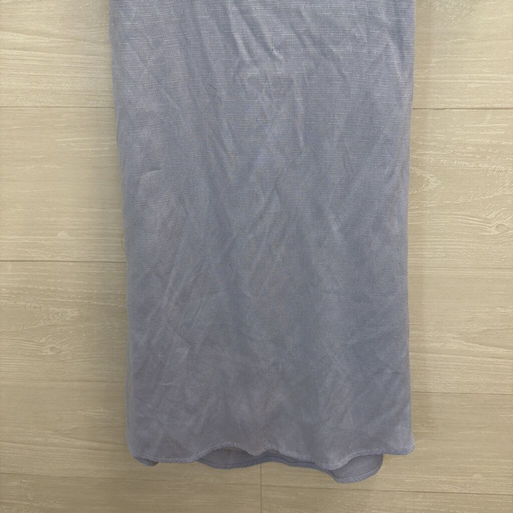 Andree Blue Short Puff Sleeve Tie Back Dress Small