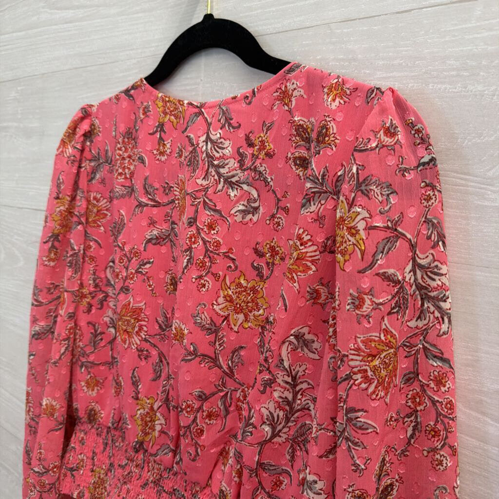 Joie Pink Print Cropped Long Sleeve Top Large