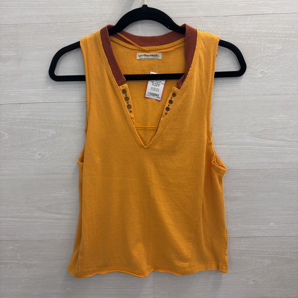 We The Free Orange V Neck Tank Top Medium