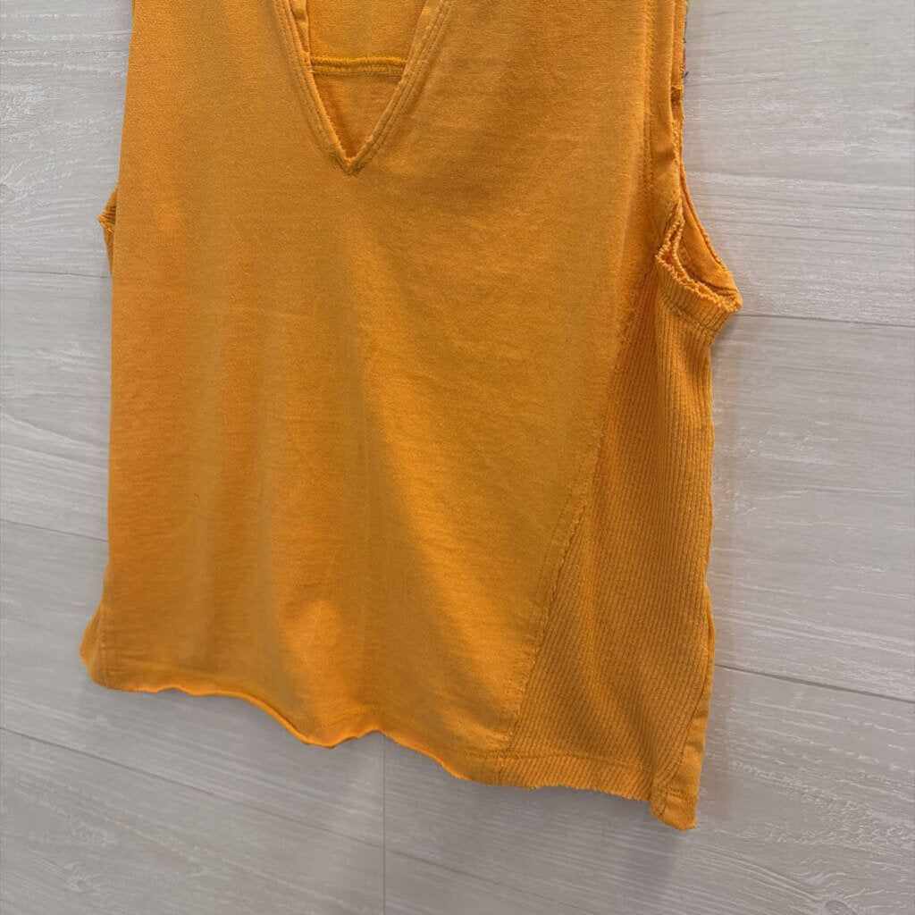 We The Free Orange V Neck Tank Top Medium