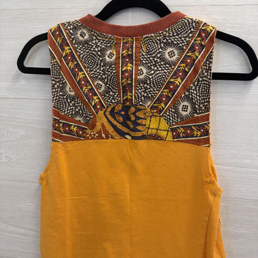 We The Free Orange V Neck Tank Top Medium