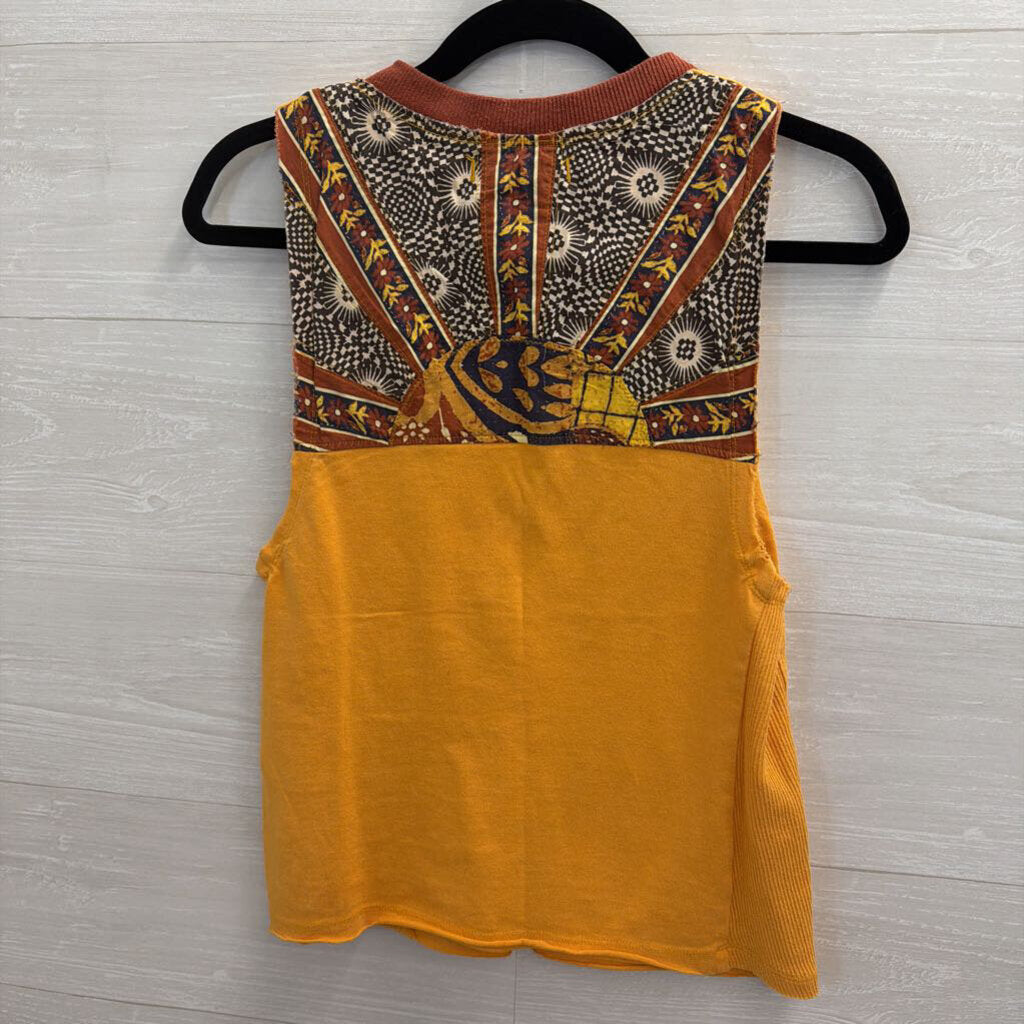We The Free Orange V Neck Tank Top Medium
